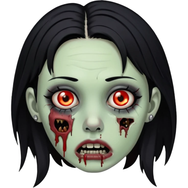 Zombie girl with a septum piercing black hair emoji