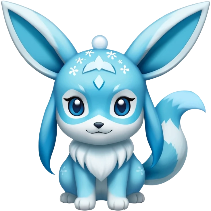 Glaceon pokémon with snowflakes and light blue hearts around face emoji