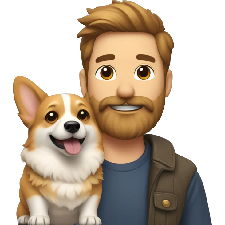 Corgi with a human pet who has a beard  emoji