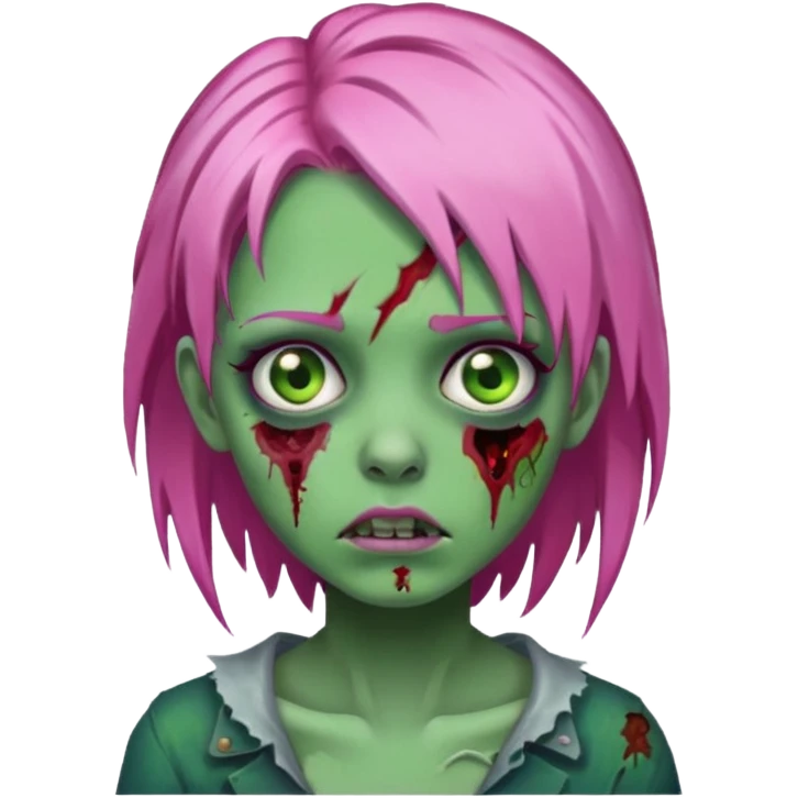 zoombie girl pink hair, green skin emoji