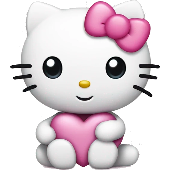 Hello kitty with pink heart emoji