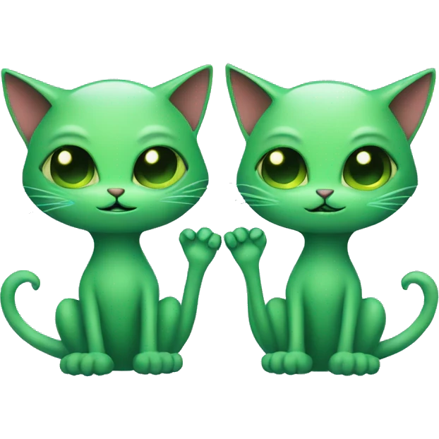 couple of green cat aliens in  love emoji