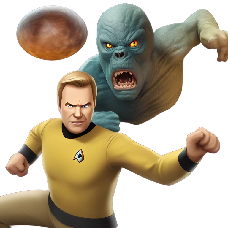 Captain Kirk fighting Gorm emoji