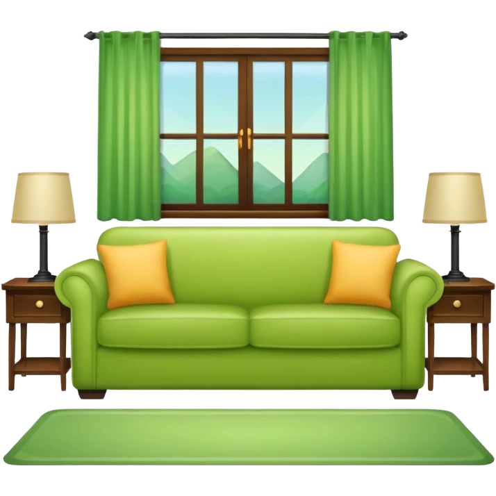 living room in ios emoji style

no TV, and make the couch a light green color emoji