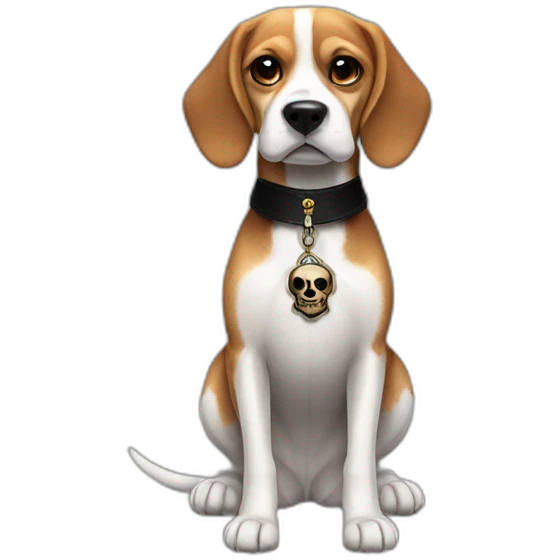 beagle with black collar and full dark skull medallion  emoji