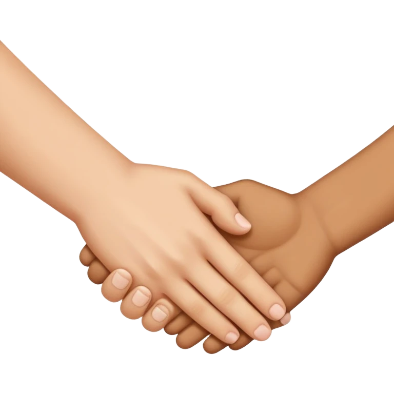 two faces with a gentle handshake between them, showing reconciliation and harmony emoji