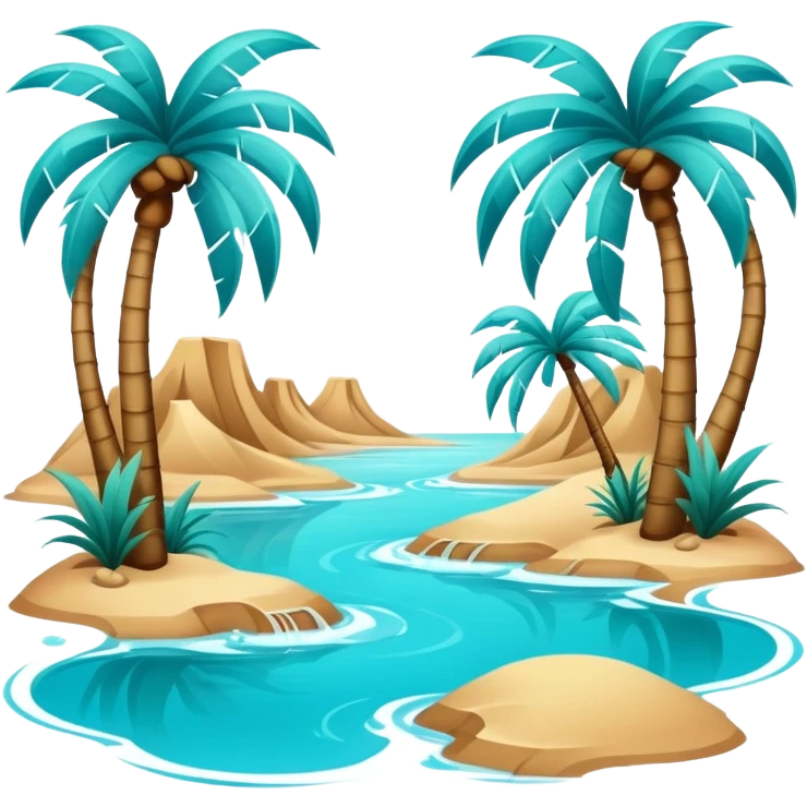 desert oasis with palm trees and water emoji