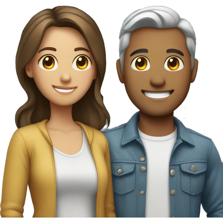 smiling couple in casual attire emoji