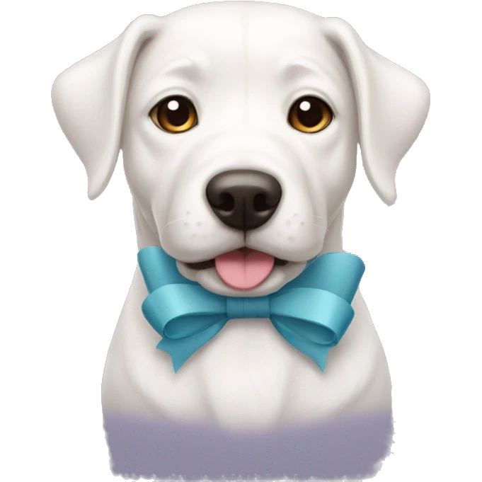 White Doggo argentino with bow emoji