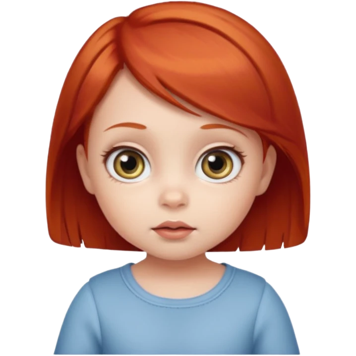 red hair baby girl big eyes short hair emoji