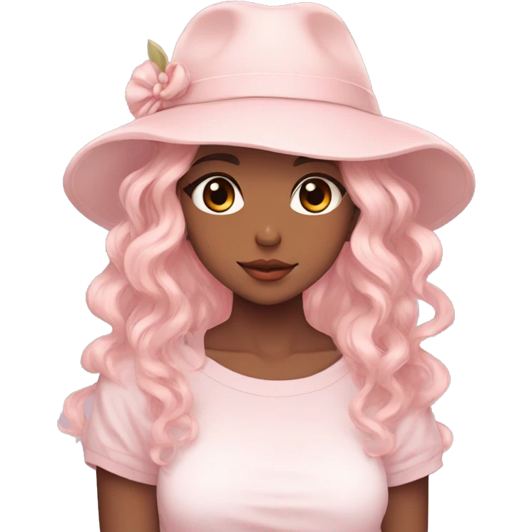 Gorgeous pastel anime girl with blushing face and hair garnitures and pretty hair and a hat aesthetic trending style emoji