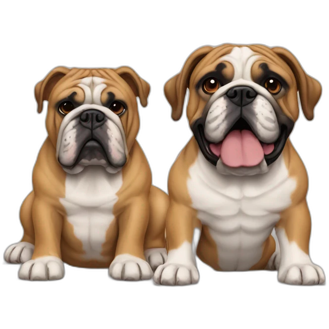 english bulldog and bullmastiff têtes emoji