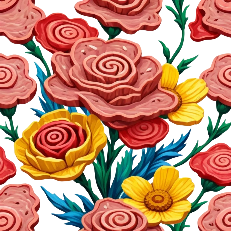 van gogh style abstract SPAM  meat flowers landscape emoji