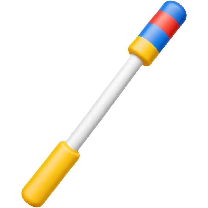 A single foam stick with caps on top and bottom, front view emoji