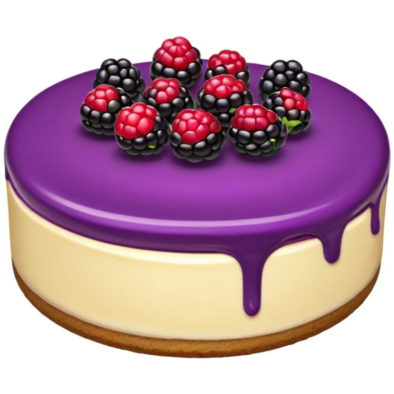 classic emoji style blackberry cheesecake, bright colors, transparent background emoji