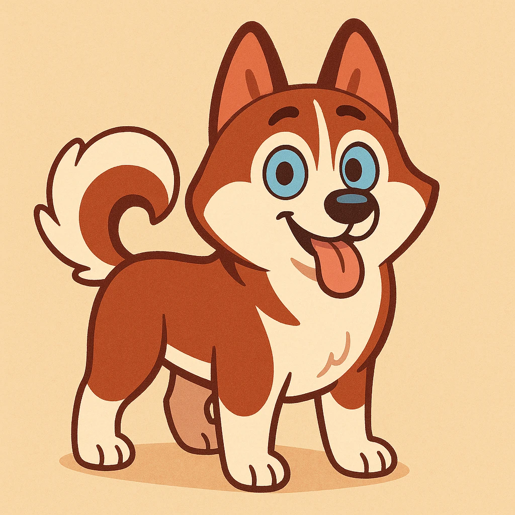reddish brown siberian husky with blue eyes emoji