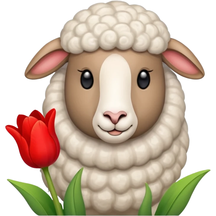 Oveja con un tulipán Al lado emoji