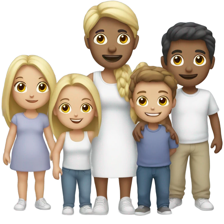 Couple with 4 kids white  emoji