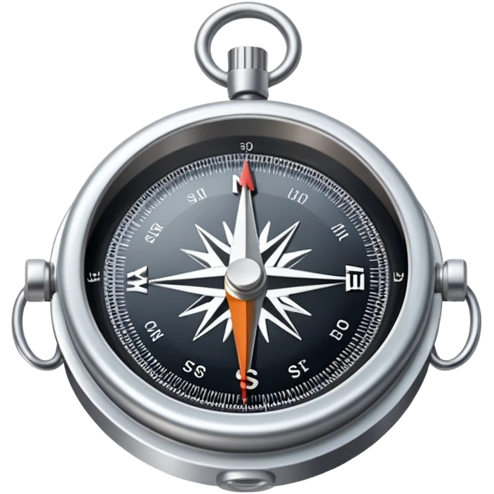 The standard iOS compass emoji 🧭 with a white ribbon threaded through the metal loop at the top of the compass emoji