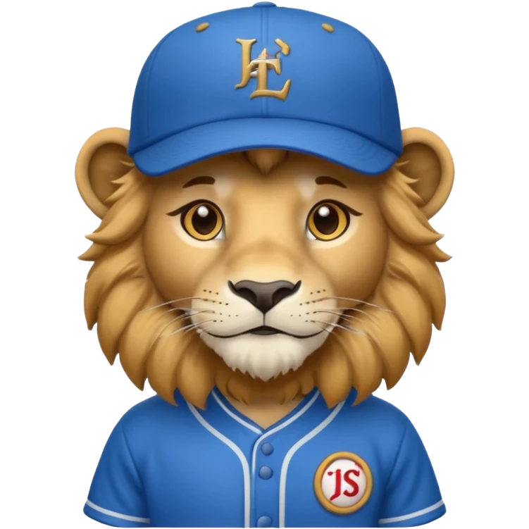 lion with blue baseball jersey and hat emoji