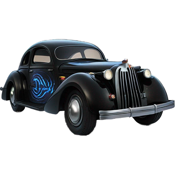 Darth Vader’s armored 1936 Cord 810/812 black with holographic horizontal flames  emoji