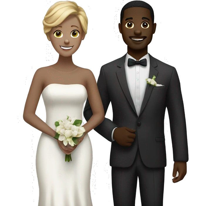 Interracial marriage white woman black man happy emoji
