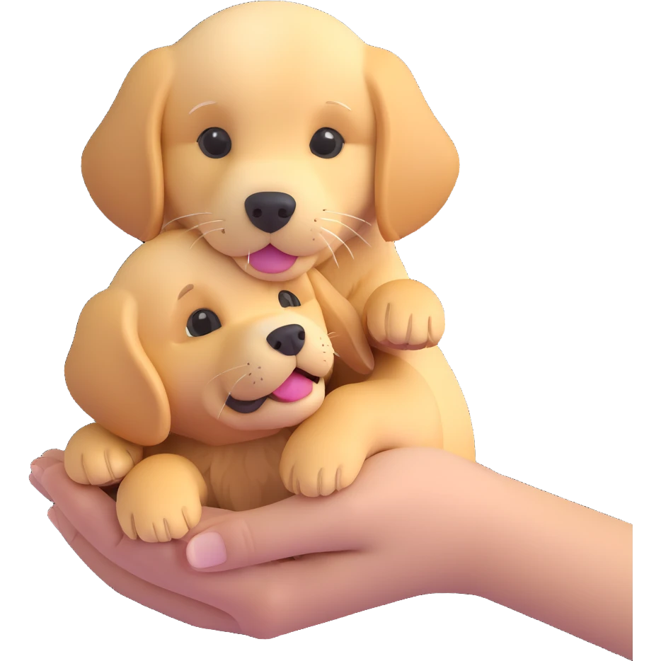 Change the corgi in the grandmother's hands to a golden retriever puppy in the same 3D emoji style, keeping the rest of the image unchanged and the background transparent. emoji