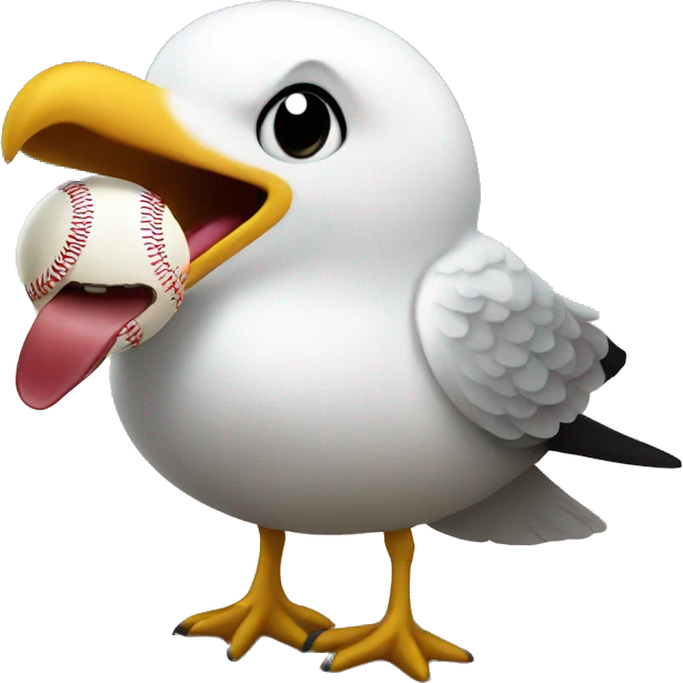 Seagull with baseball in its mouth emoji