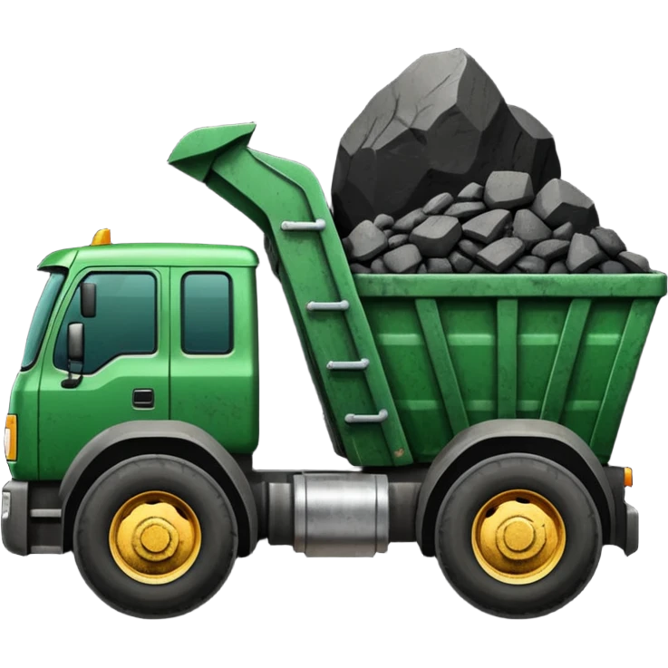green truck with coal ore emoji