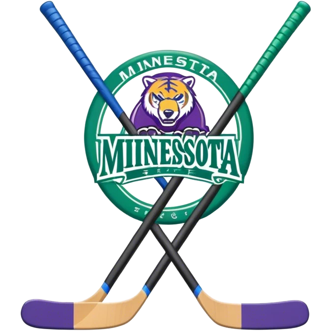 Minnesota state logo with hockey sticks and puck  emoji