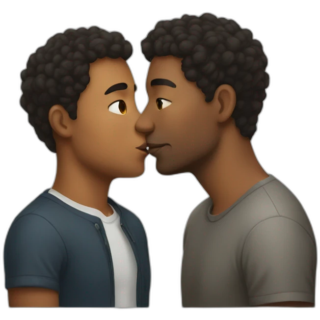 mixed-race men kissing emoji