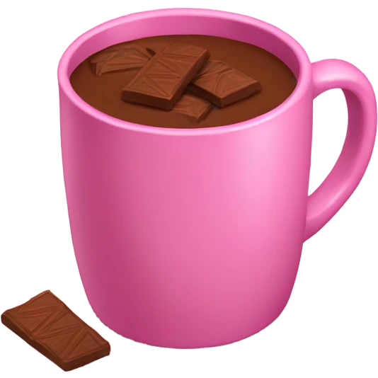 Pink mug with cocoa emoji