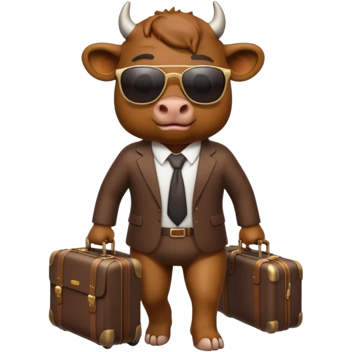 generate an emoji of a bull that is travelling. maybe wearing sunglasses or drinking a drink or carrying a suitcase emoji
