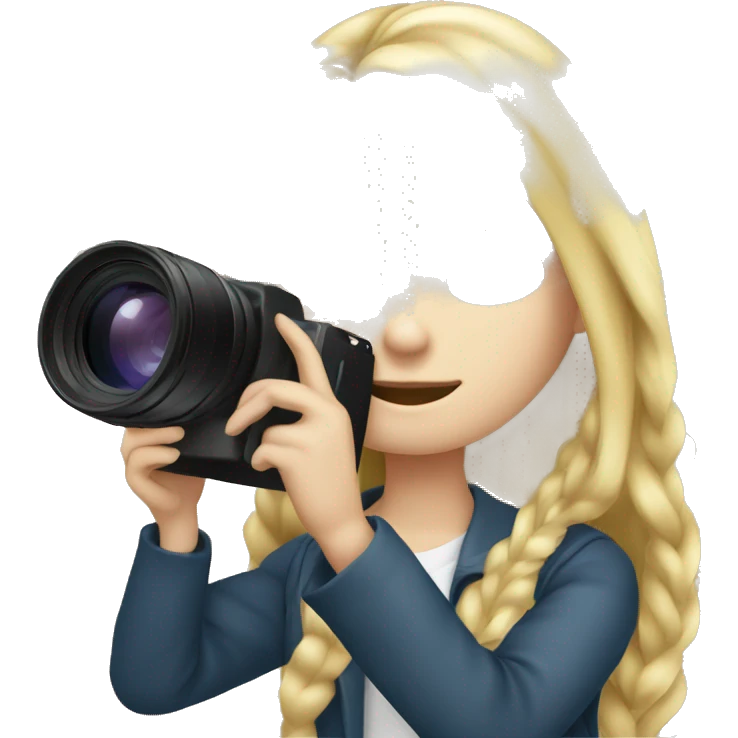 Blonde long haired girl taking a picture with a professional camera  emoji