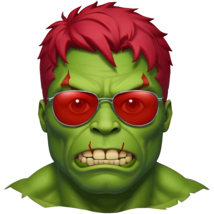 Zombie hulk with red hair and sun glasses emoji
