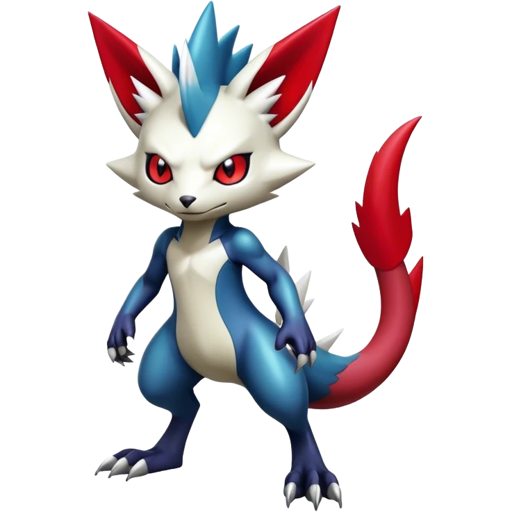 Cool Edgy Badass Shiny Futuristic Legendary Digimon-Sneasel-Zangoose-hybrid full body emoji