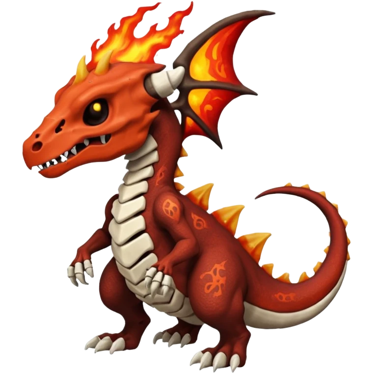 Skeletal Fiery Volcanic Cubone-Salandit-Marowak-Duskull-dragon emoji