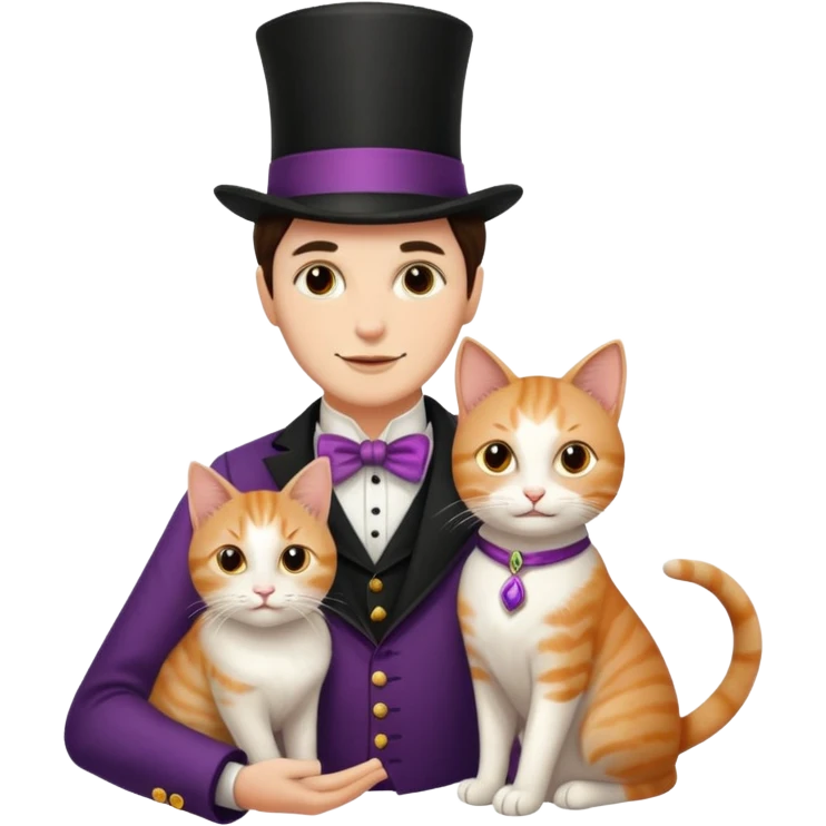 magician couple and their pet cat emoji