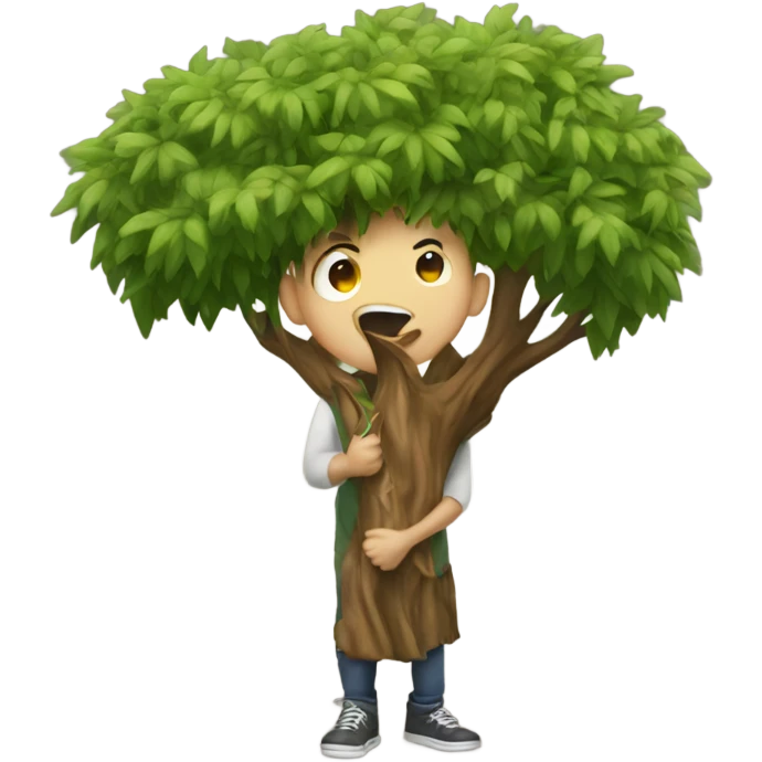 Tree eating boy emoji