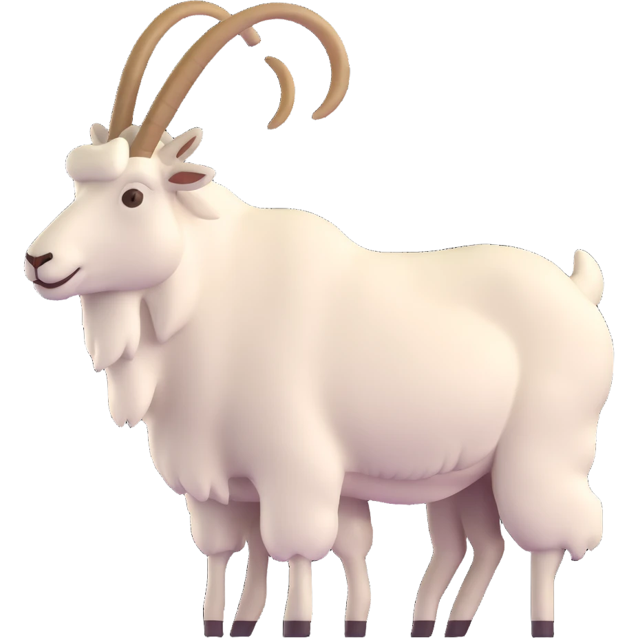 realistic 3D mountain goat with textured fur emoji