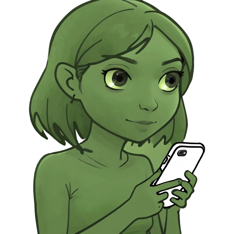 Girl texting emoji