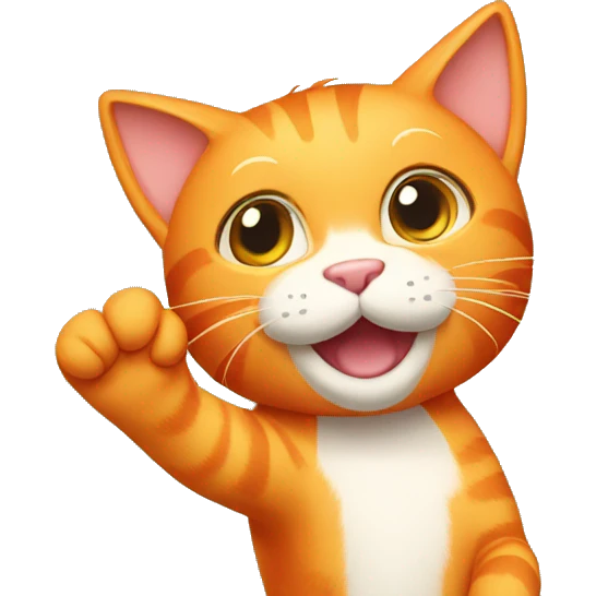 a cure orange cat waving emoji