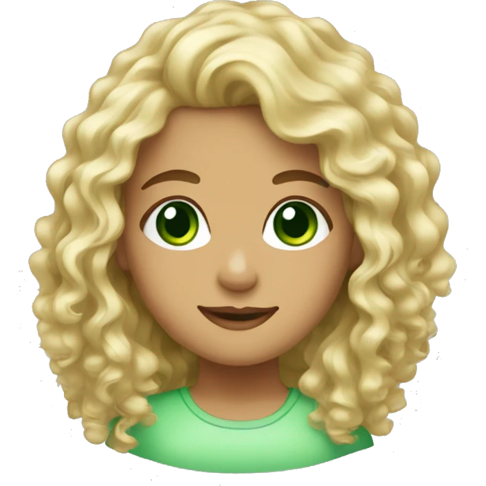 Blonde girl green eyes curly hair emoji