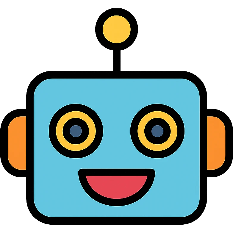 color outline icon of a smiling robot head emoji