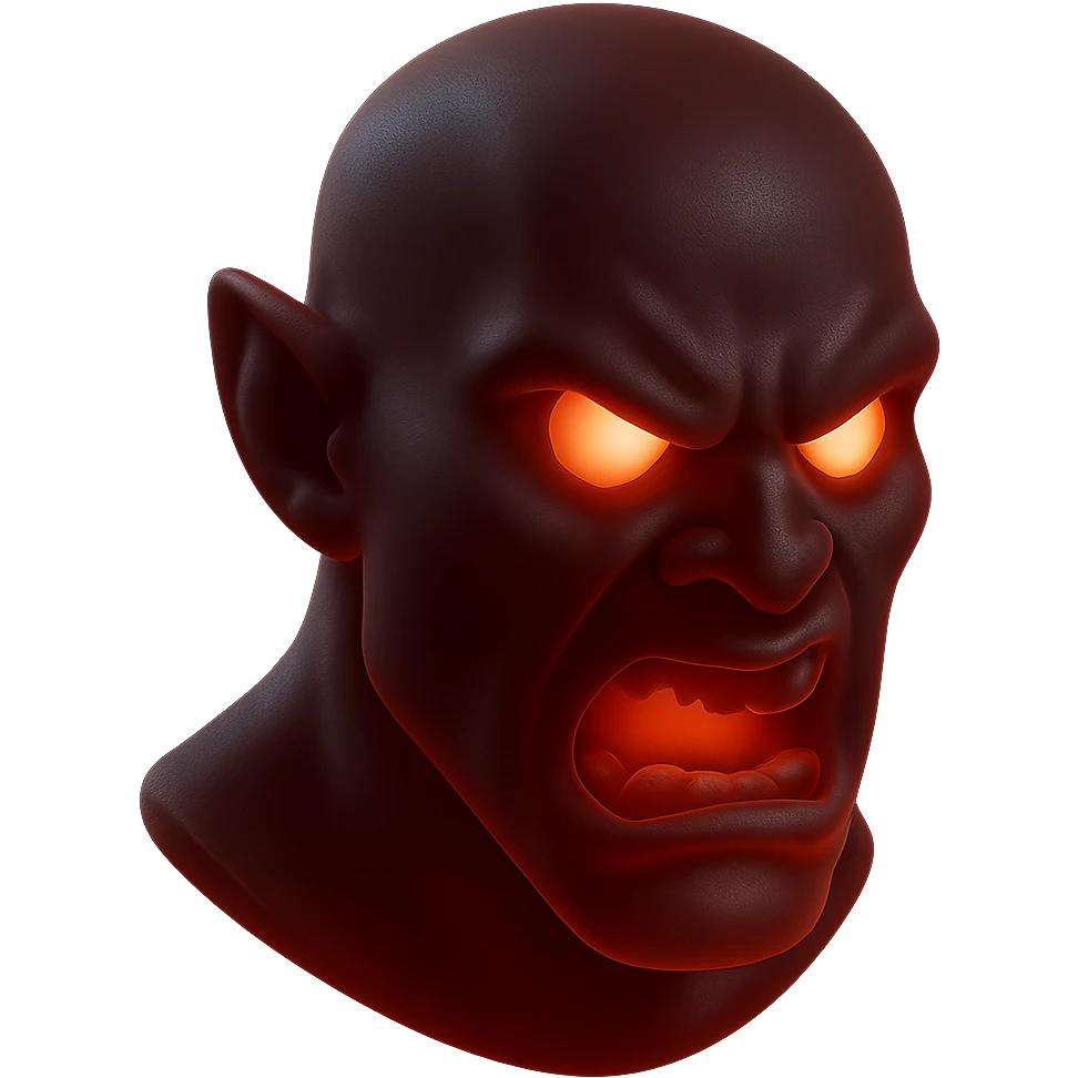 Make the red, angry, plasma-like humanoid monster darker, keeping the glowing effect emoji