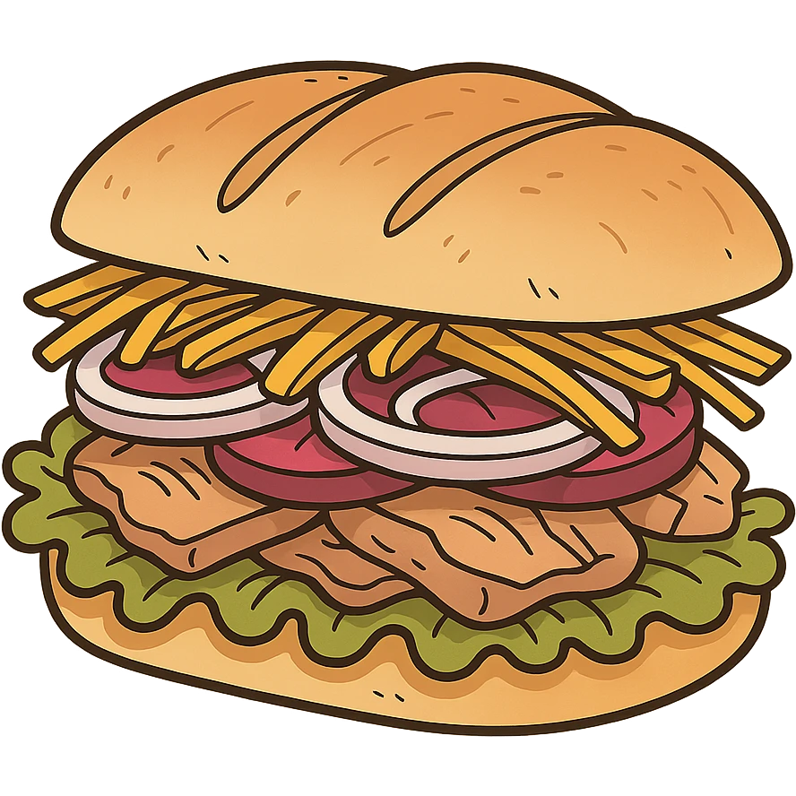 flat toon style Peruvian sandwich emoji