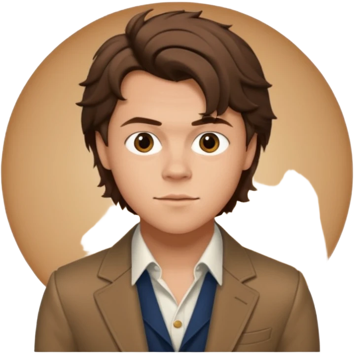 une joli personne qui ressemble a harry styles, avec beaucoup de details,  dans un rond  emoji