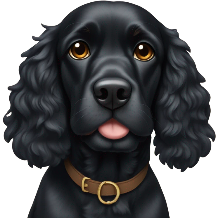 fat black cocker spaniel with tan eyes   emoji