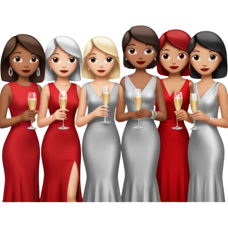 listening party people who only wearing red and silver dress code emoji