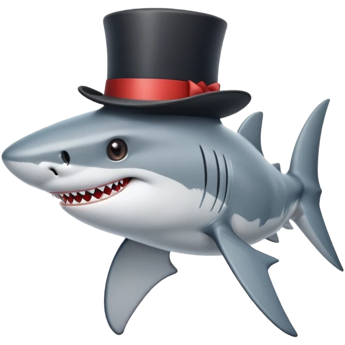 Shark with a top hat emoji